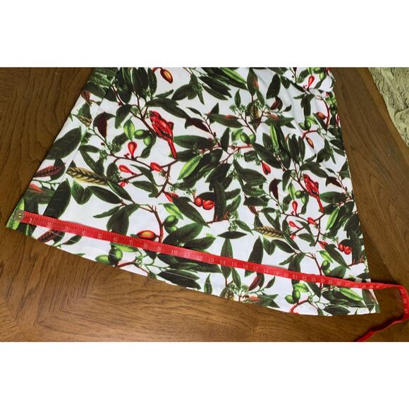 B My Story Long Wide Leg Pants With Berry ,Leaf , Red Bird Print Elastic Waist L - Picture 11 of 11